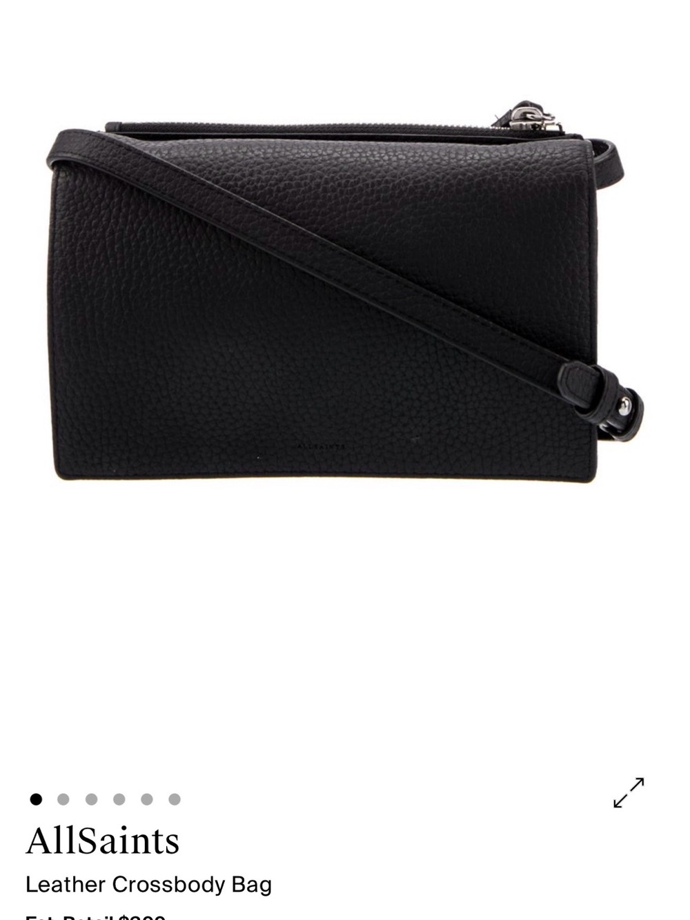 AllSaints Black Pebbled Leather Crossbody